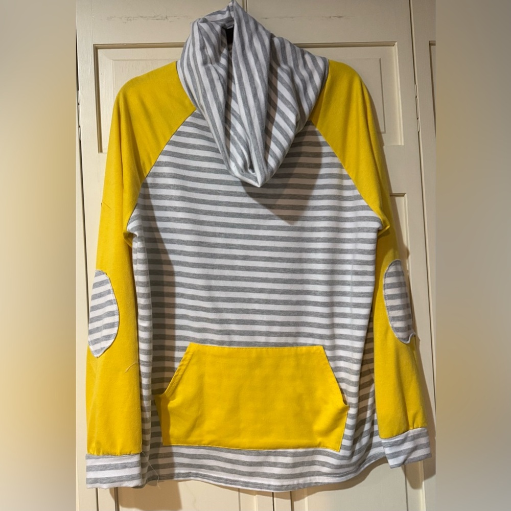 Yellow and Gray Striped Hoodie